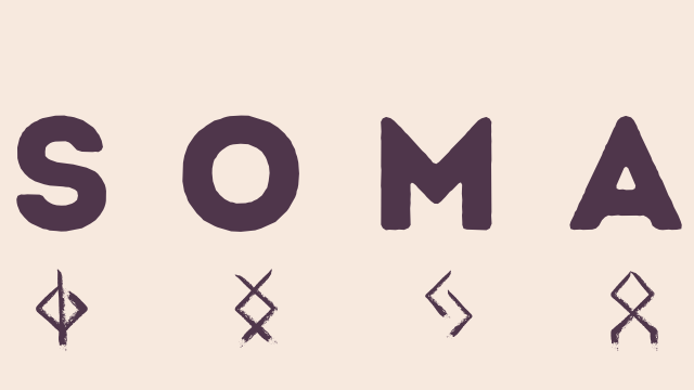 Soma logo fond rose